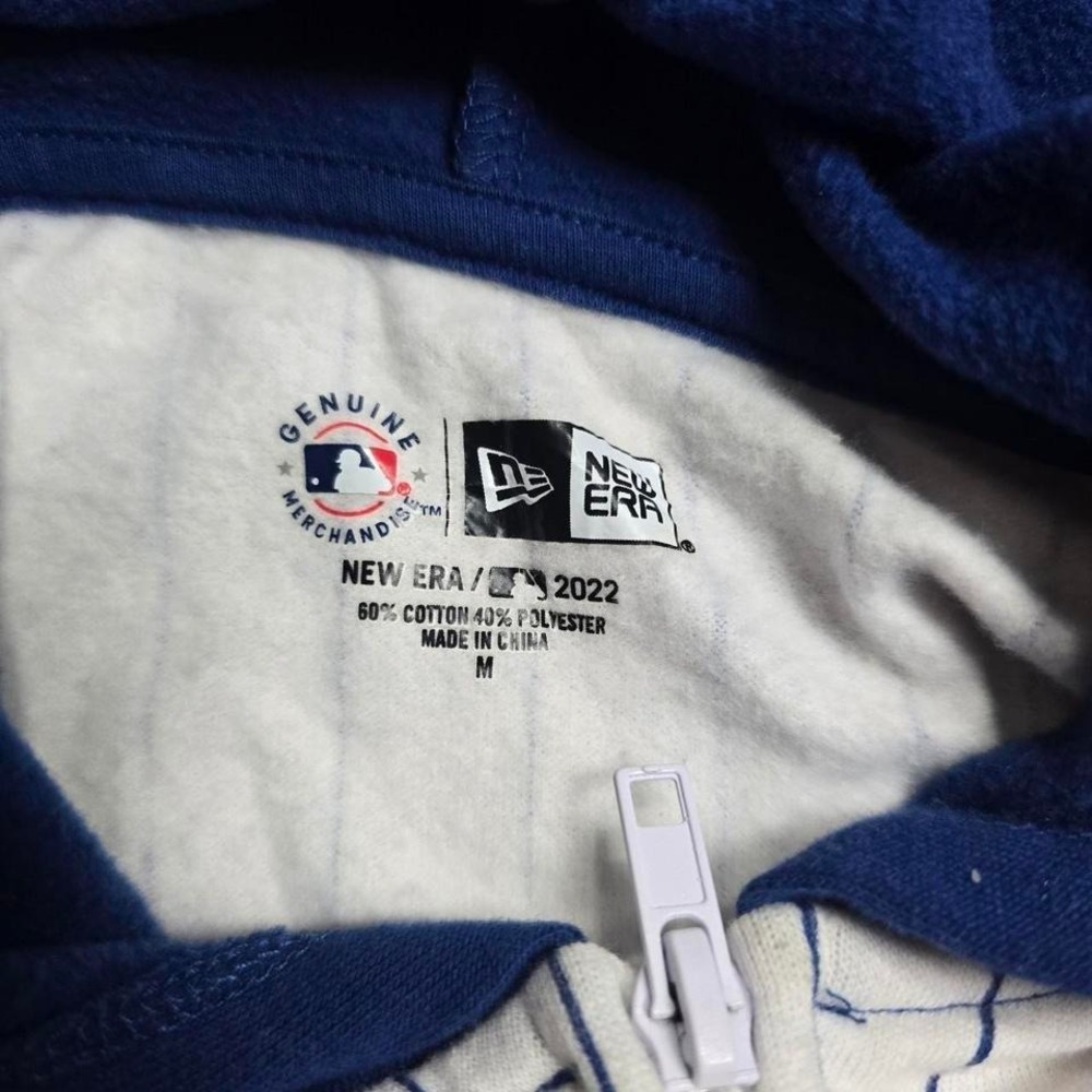 New Era Chicago‎ Cubs MLB Pinstripe Full Zip Hoodie Mens Medium Blue White 2022 - Picture 2 of 3